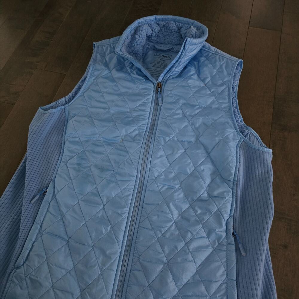 LL Bean Mountain Classic Puffer Vest Womens Large L Blue Quilted Lightweight - Picture 6 of 9
